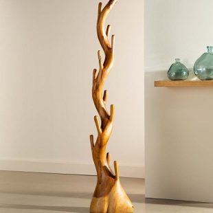 Natural Wood Teak Coat Rack