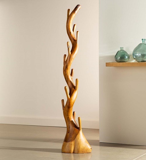 Natural Wood Teak Coat Rack